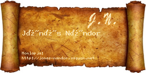 Jónás Nándor névjegykártya